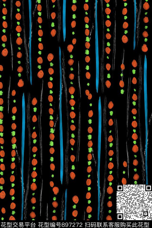 休闲线条花卉波点传统印花华亿平台下载（图片编号: 897272） - 瓦栏（Walan）
