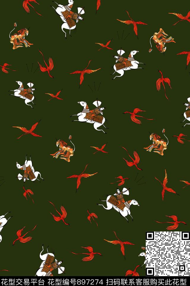 卡通趣味马传统印花华亿平台下载（图片编号: 897274） - 瓦栏（Walan）