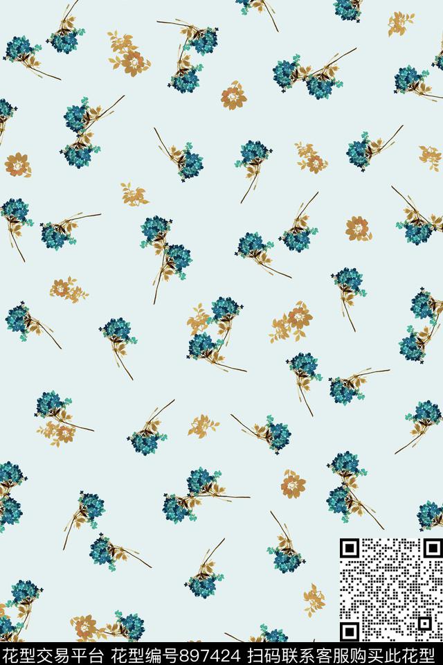 花卉手绘花卉小碎花数码印花华亿平台下载（图片编号: 897424） - 瓦栏（Walan）