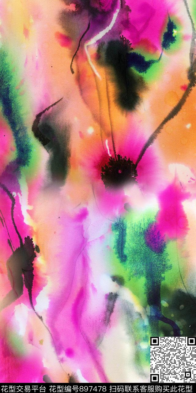 女装抽象3D立体数码印花华亿平台下载（图片编号: 897478） - 瓦栏（Walan）