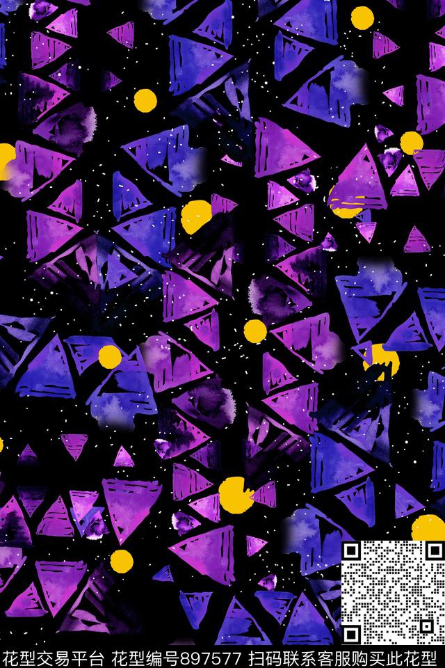 抽象笔触线条数码印花华亿平台下载（图片编号: 897577） - 瓦栏（Walan）