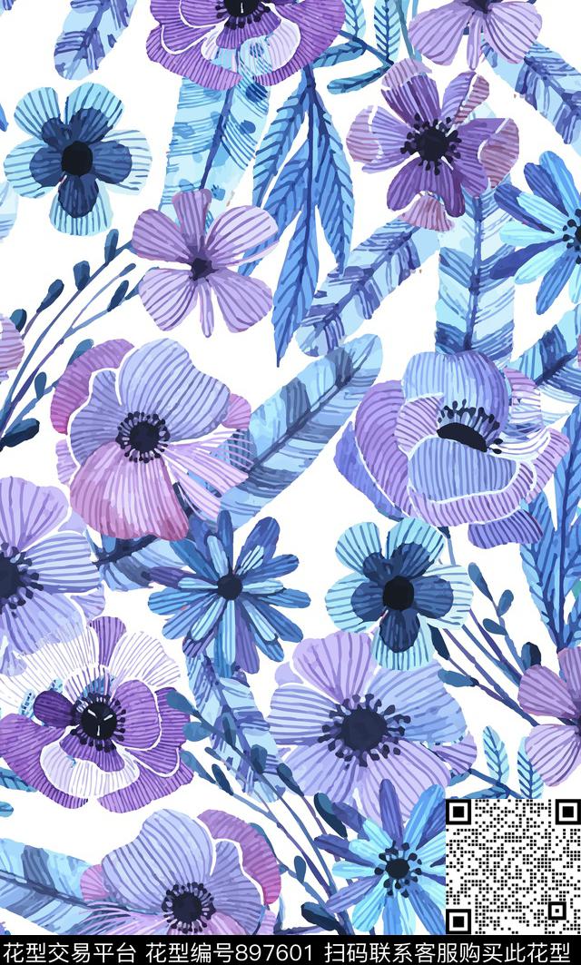 剪影羽毛抽象传统印花华亿平台下载（图片编号: 897601） - 瓦栏（Walan）