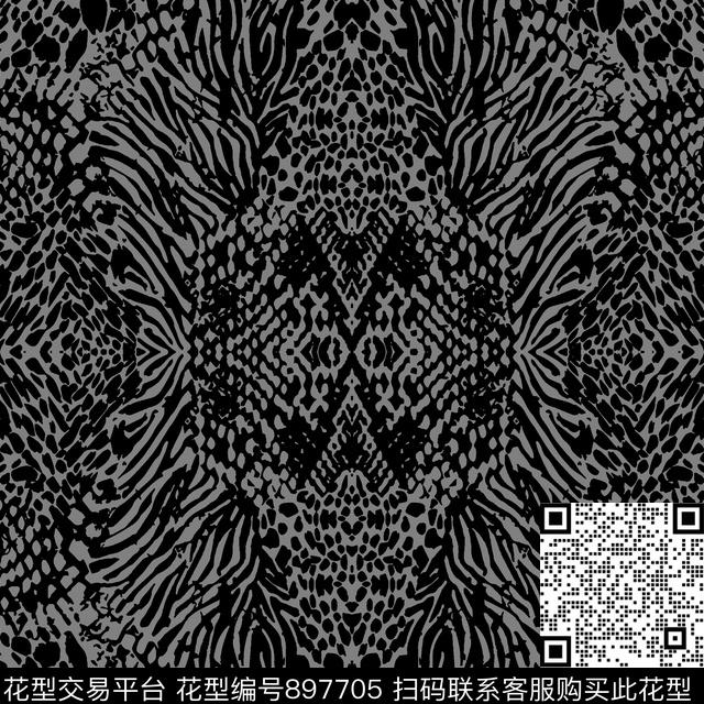 动物纹男装黑白华亿平台传统印花华亿平台下载（图片编号: 897705） - 瓦栏（Walan）