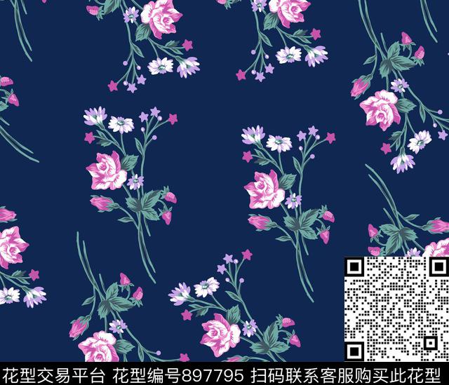 大花花卉兰花数码印花华亿平台下载（图片编号: 897795） - 瓦栏（Walan）