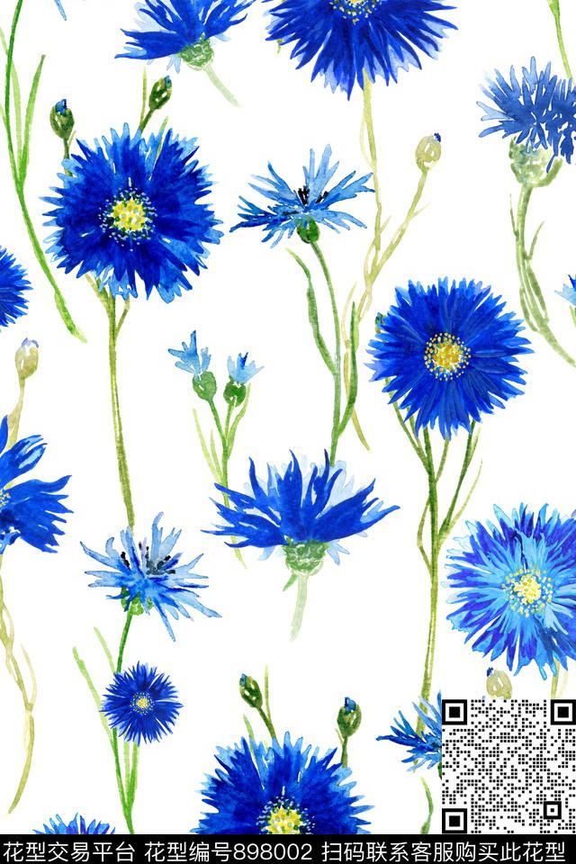 花卉水彩花卉小碎花数码印花华亿平台下载（图片编号: 898002） - 瓦栏（Walan）