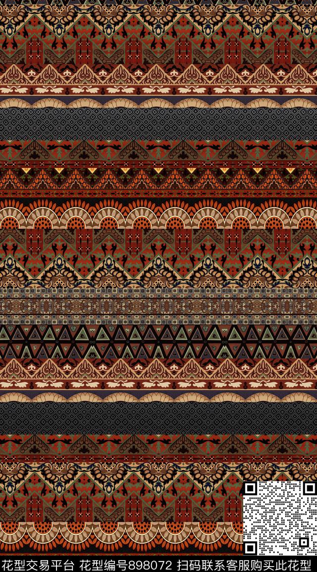 民族风纹理抽象数码印花华亿平台下载（图片编号: 898072） - 瓦栏（Walan）