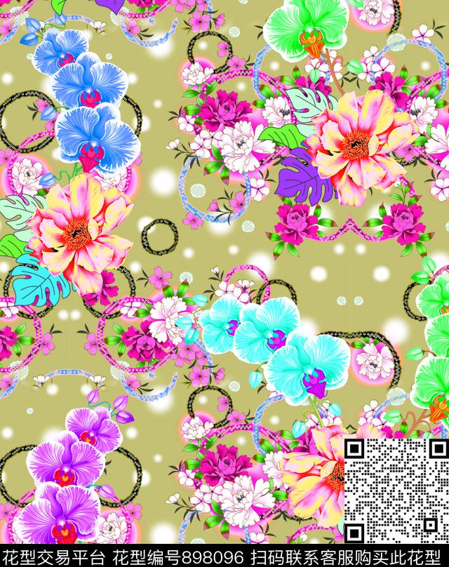 花卉玫瑰花抽象花卉数码印花华亿平台下载（图片编号: 898096） - 瓦栏（Walan）