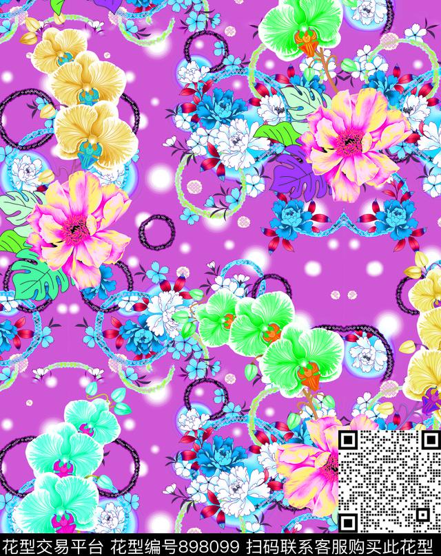 花卉玫瑰花抽象花卉数码印花华亿平台下载（图片编号: 898099） - 瓦栏（Walan）