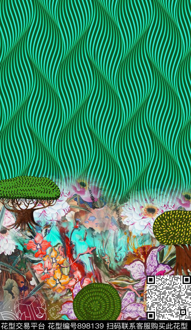 花卉3D立体油画华亿平台数码印花华亿平台下载（图片编号: 898139） - 瓦栏（Walan）