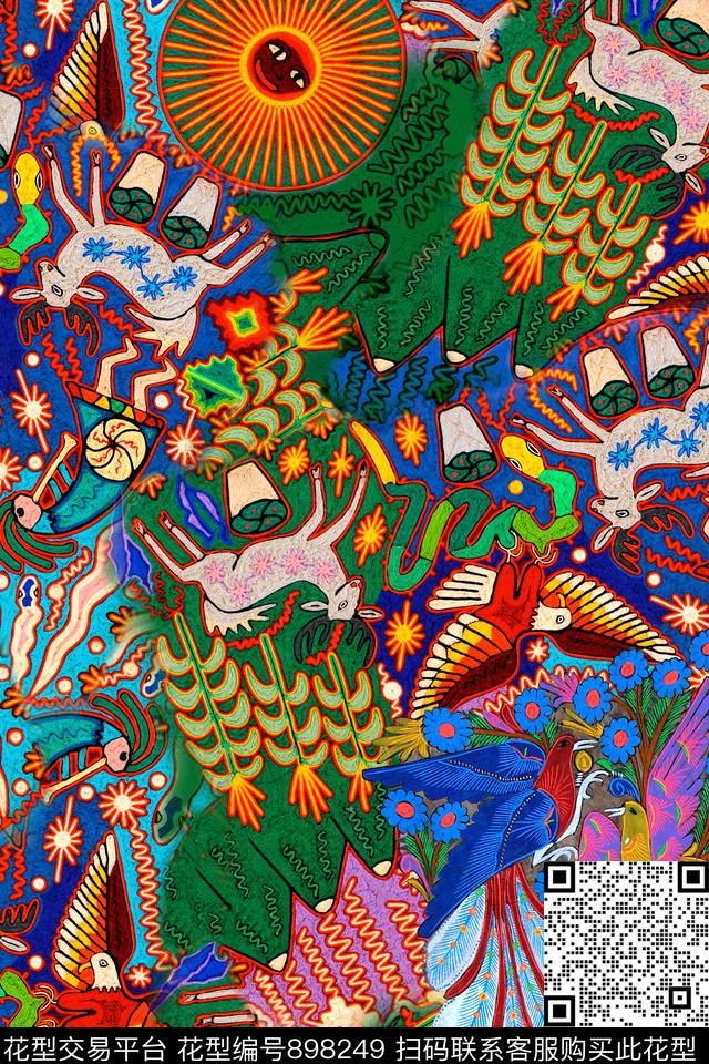 动物几何肌理数码印花华亿平台下载（图片编号: 898249） - 瓦栏（Walan）