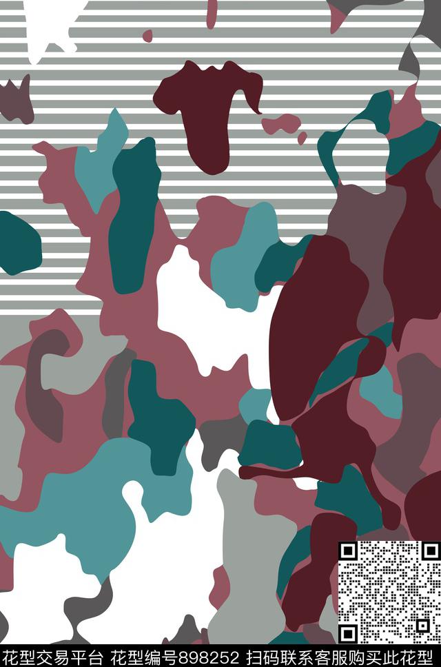 迷彩条格几何传统印花华亿平台下载（图片编号: 898252） - 瓦栏（Walan）