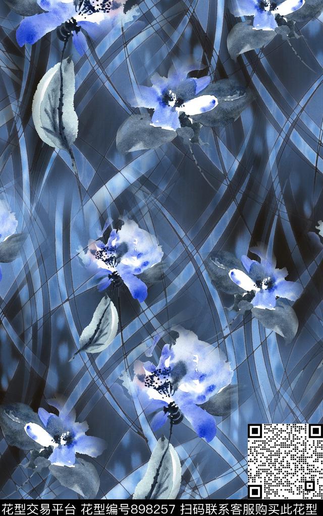 民族风花卉纹理数码印花华亿平台下载（图片编号: 898257） - 瓦栏（Walan）