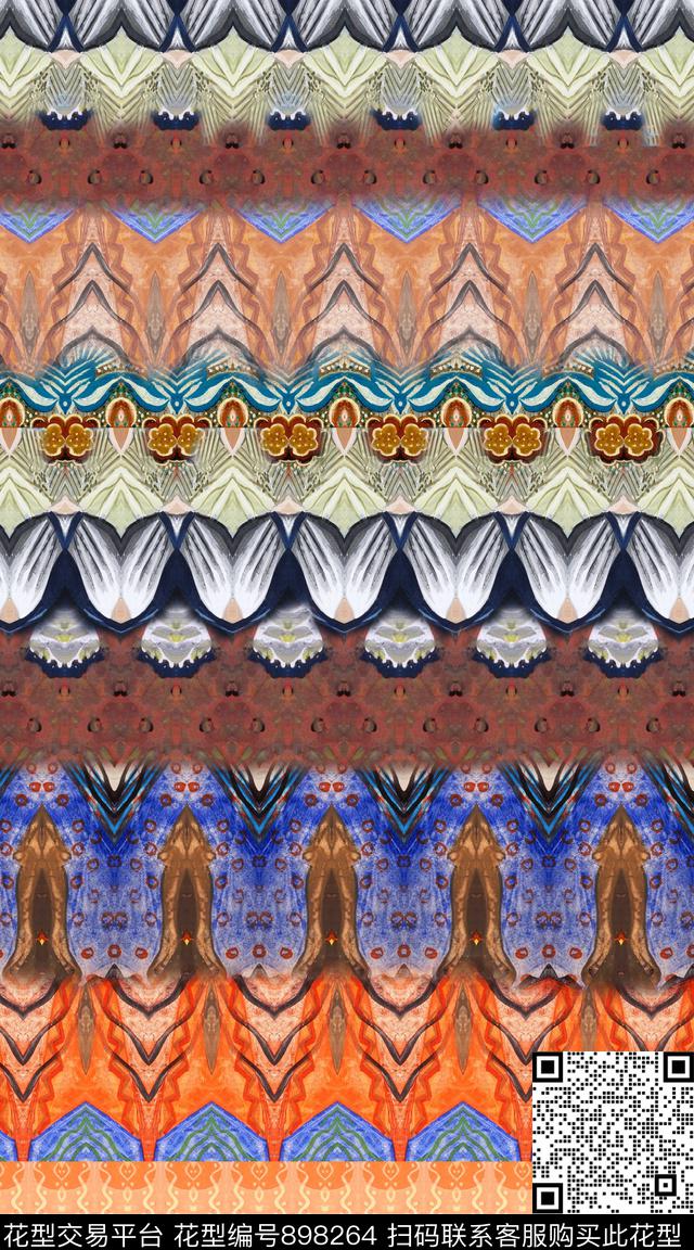 民族风纹理抽象数码印花华亿平台下载（图片编号: 898264） - 瓦栏（Walan）