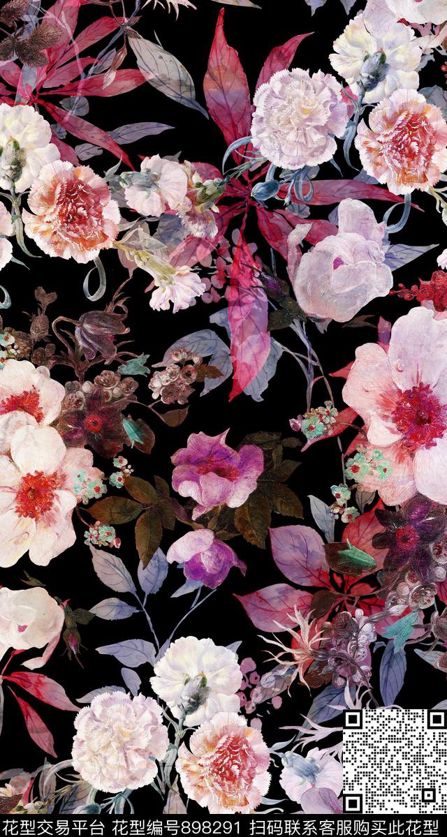 中老年花卉数码印花华亿平台下载（图片编号: 898291） - 瓦栏（Walan）