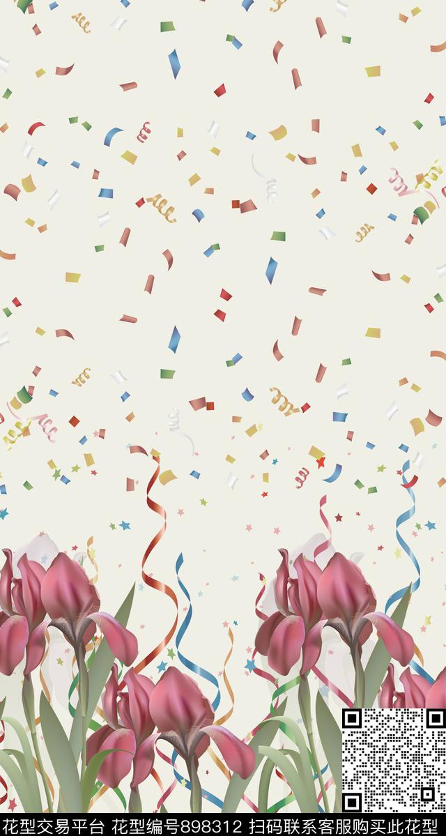 创意艺术花卉数码印花华亿平台下载（图片编号: 898312） - 瓦栏（Walan）