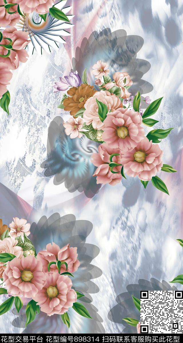 创意花卉趣味数码印花华亿平台下载（图片编号: 898314） - 瓦栏（Walan）
