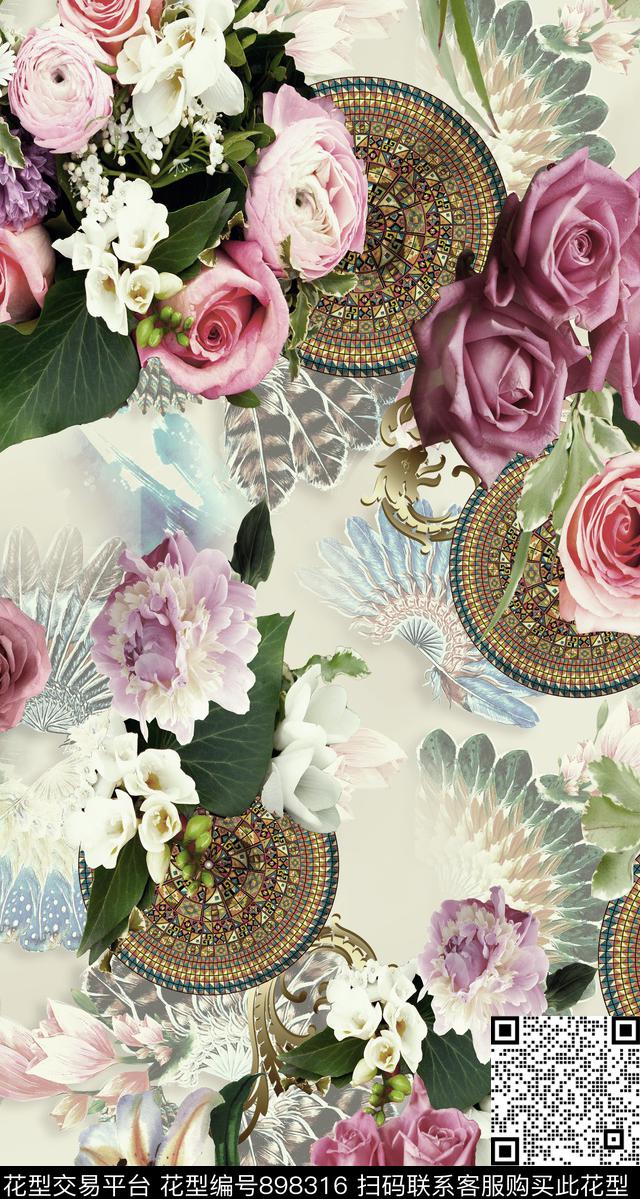 创意花卉趣味数码印花华亿平台下载（图片编号: 898316） - 瓦栏（Walan）