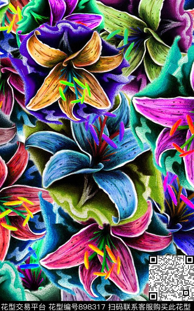 艺术植物花卉传统印花华亿平台下载（图片编号: 898317） - 瓦栏（Walan）
