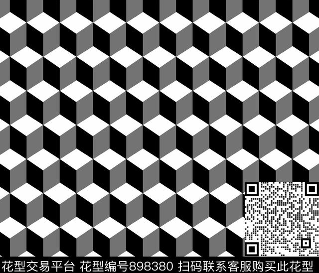 格子3D立体立方体传统印花华亿平台下载（图片编号: 898380） - 瓦栏（Walan）