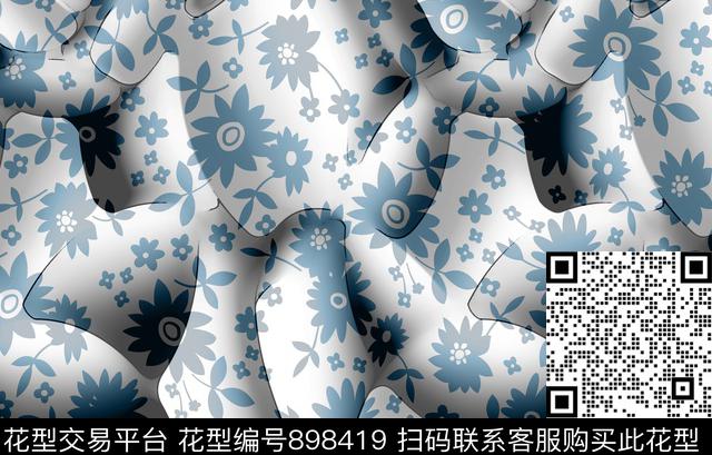 纹理简约清爽底色花数码印花华亿平台下载（图片编号: 898419） - 瓦栏（Walan）
