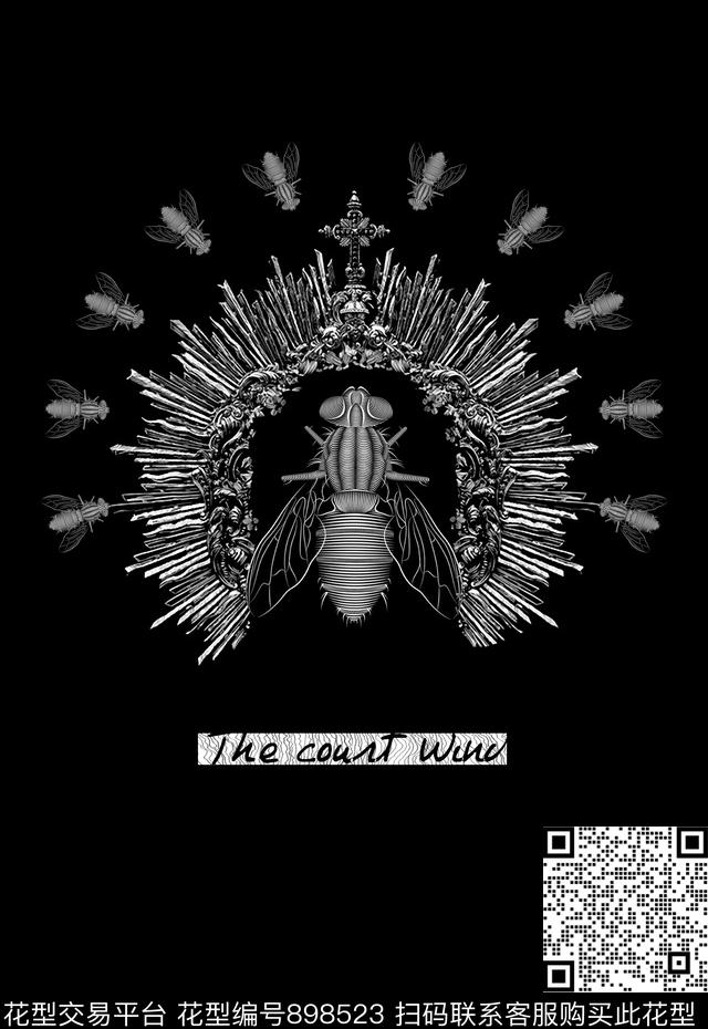 男装定位印花昆虫华亿平台宫廷皇冠传统印花华亿平台下载（图片编号: 898523） - 瓦栏（Walan）