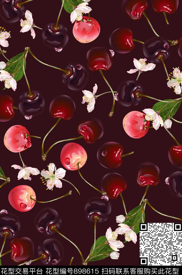 水果樱桃传统印花华亿平台下载（图片编号: 898615） - 瓦栏（Walan）