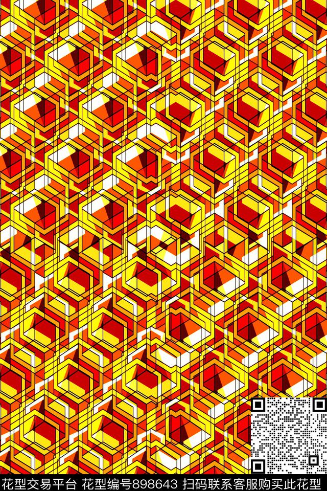 几何立体几何几何撞色传统印花华亿平台下载（图片编号: 898643） - 瓦栏（Walan）