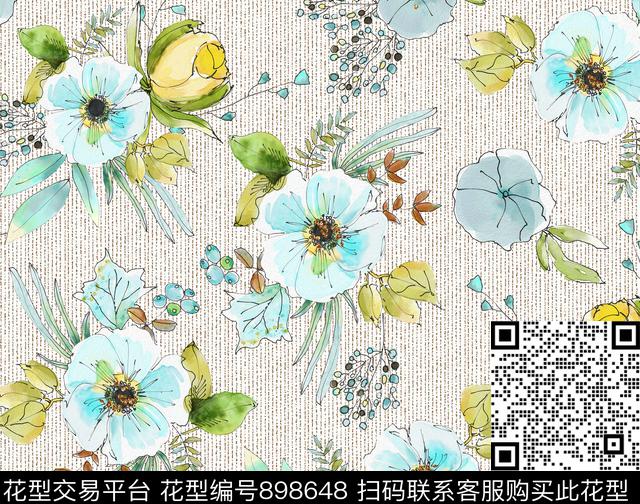 花卉满版散花春夏华亿平台数码印花华亿平台下载（图片编号: 898648） - 瓦栏（Walan）