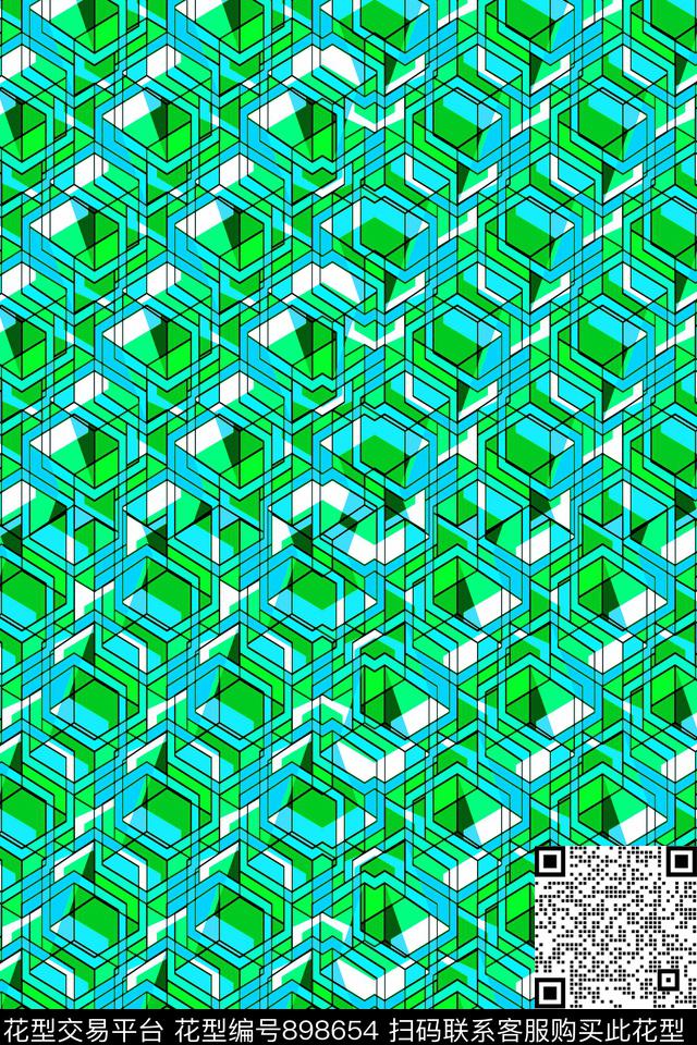 几何立体几何几何撞色传统印花华亿平台下载（图片编号: 898654） - 瓦栏（Walan）