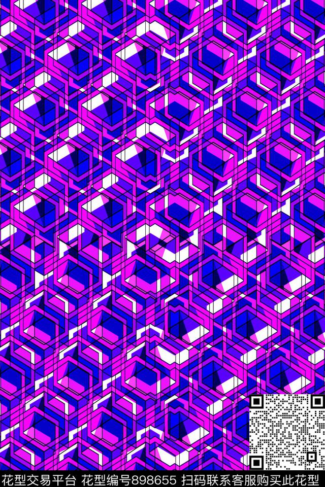 几何立体几何几何撞色传统印花华亿平台下载（图片编号: 898655） - 瓦栏（Walan）