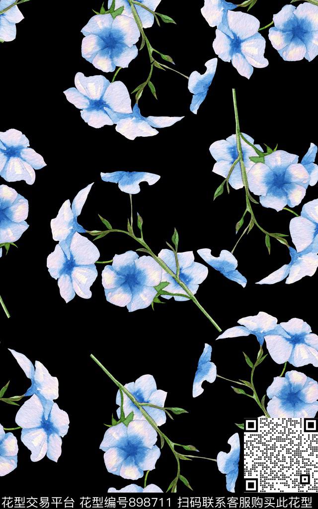 民族风花卉纹理数码印花华亿平台下载（图片编号: 898711） - 瓦栏（Walan）