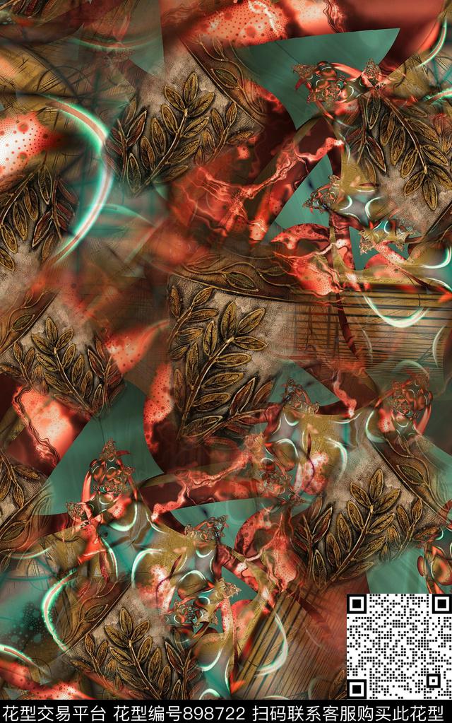民族风纹理抽象数码印花华亿平台下载（图片编号: 898722） - 瓦栏（Walan）
