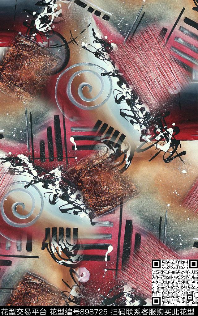 民族风纹理抽象数码印花华亿平台下载（图片编号: 898725） - 瓦栏（Walan）