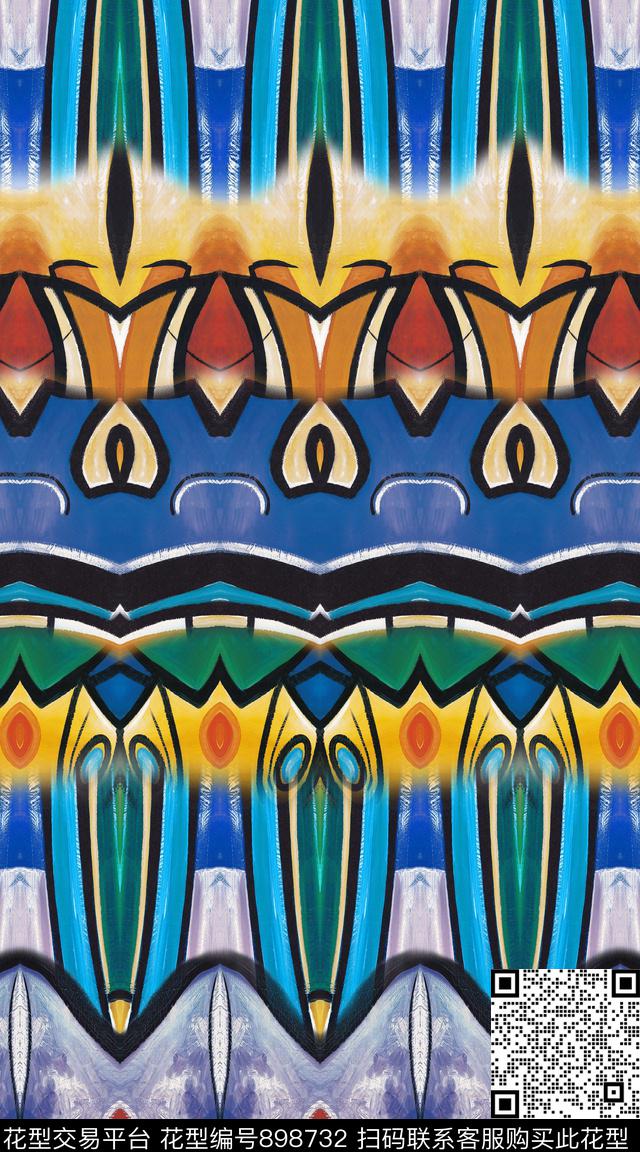 民族风纹理抽象数码印花华亿平台下载（图片编号: 898732） - 瓦栏（Walan）