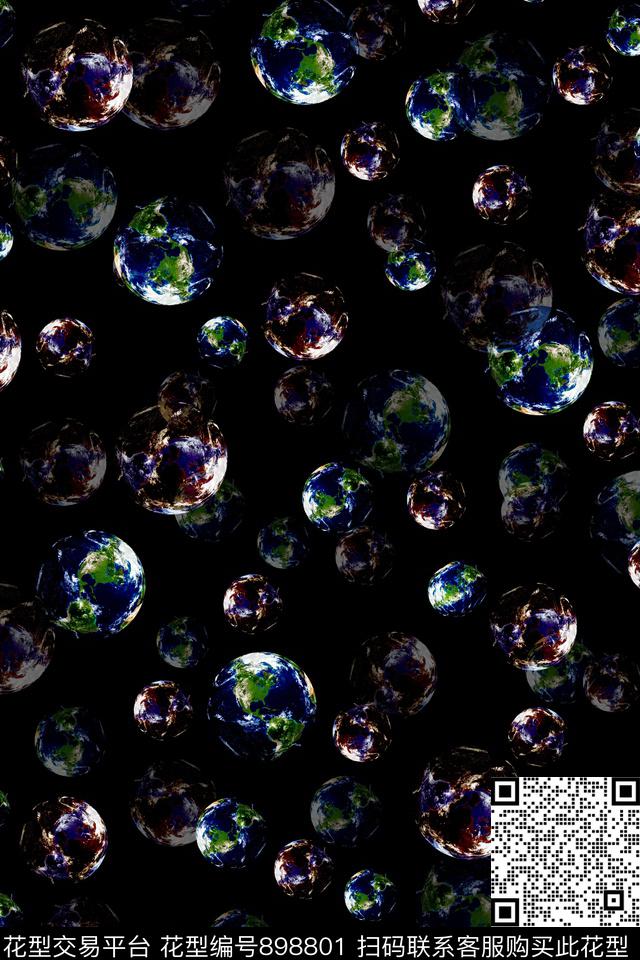圆形几何地球数码印花华亿平台下载（图片编号: 898801） - 瓦栏（Walan）