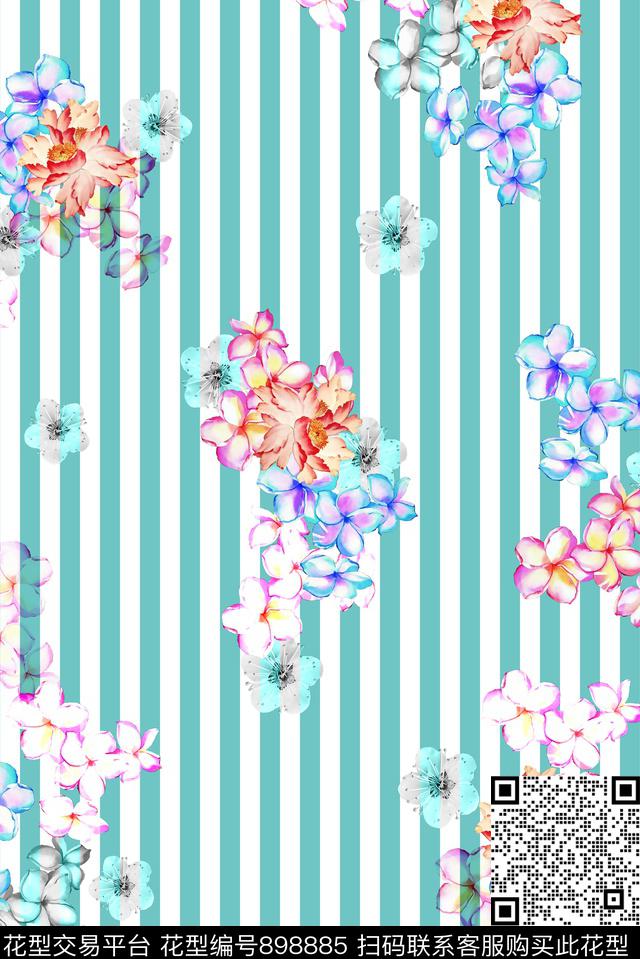 花卉清晰春夏华亿平台数码印花华亿平台下载（图片编号: 898885） - 瓦栏（Walan）