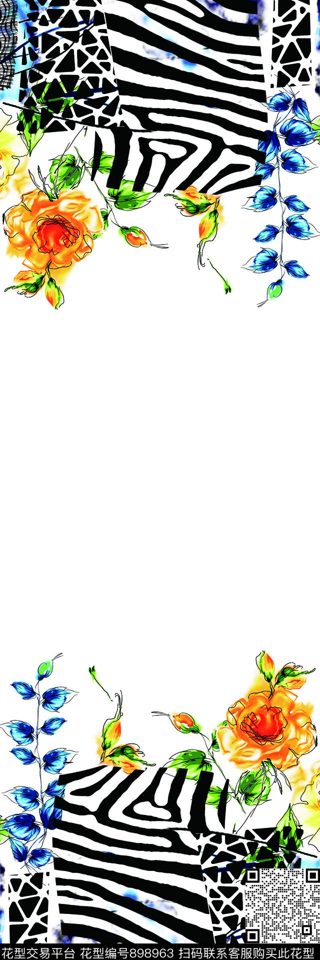 热带几何花卉大牌风数码印花华亿平台下载（图片编号: 898963） - 瓦栏（Walan）