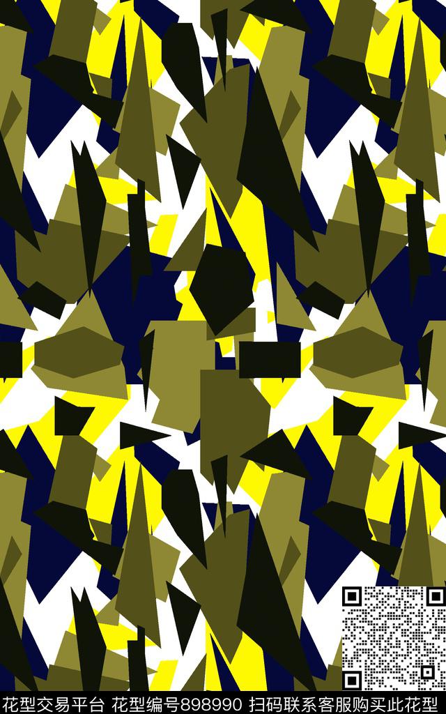 年轻时尚迷彩几何传统印花华亿平台下载（图片编号: 898990） - 瓦栏（Walan）