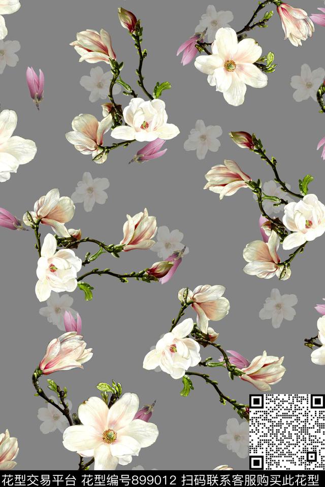 花卉玉兰花女装数码印花华亿平台下载（图片编号: 899012） - 瓦栏（Walan）