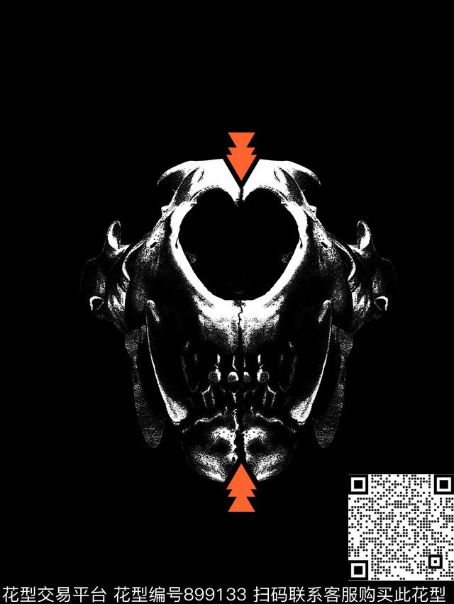 几何大牌风骷髅数码印花华亿平台下载（图片编号: 899133） - 瓦栏（Walan）
