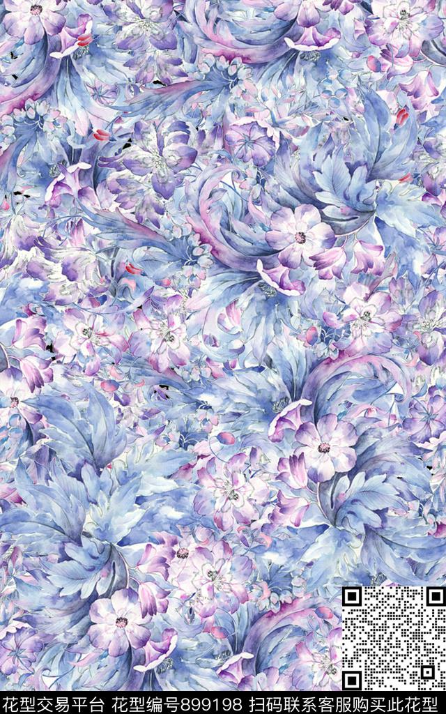 鲜花田园创意传统印花华亿平台下载（图片编号: 899198） - 瓦栏（Walan）