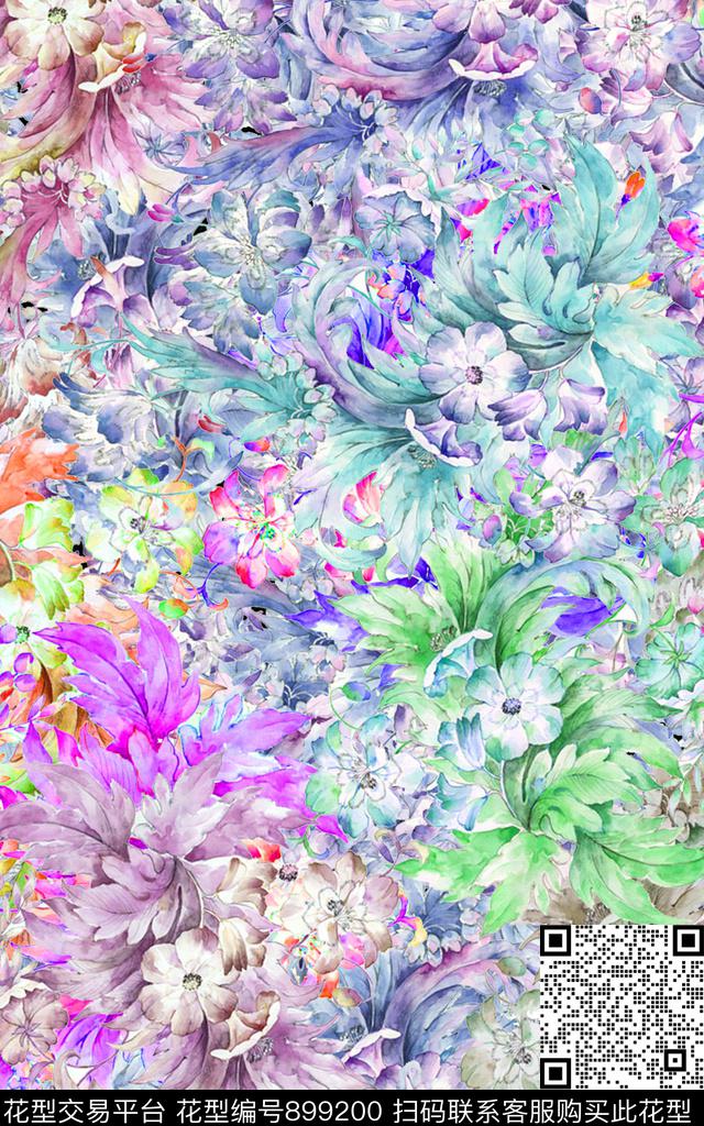 鲜花田园创意传统印花华亿平台下载（图片编号: 899200） - 瓦栏（Walan）