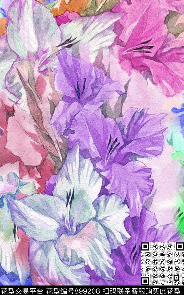 鲜花几何定位田园传统印花华亿平台下载（图片编号: 899208） - 瓦栏（Walan）