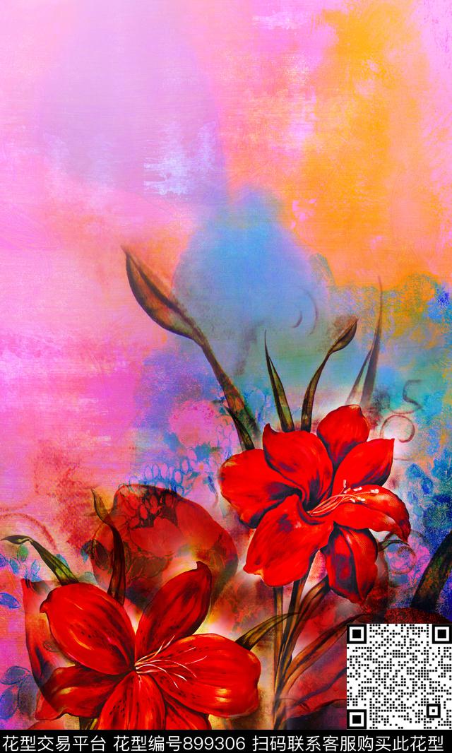 花卉定位花油画华亿平台数码印花华亿平台下载（图片编号: 899306） - 瓦栏（Walan）