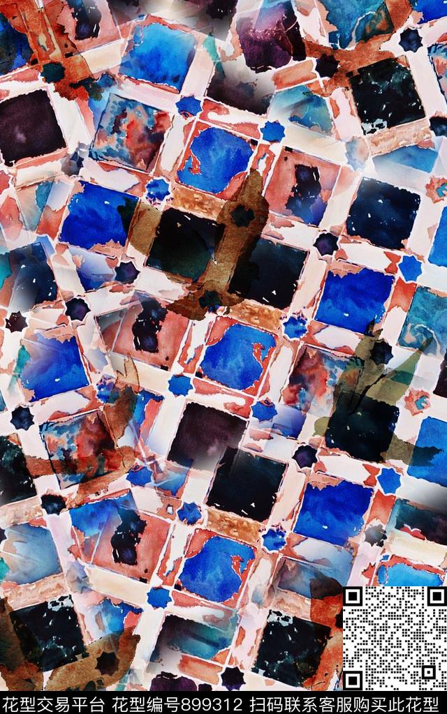 几何民族风纹理数码印花华亿平台下载（图片编号: 899312） - 瓦栏（Walan）