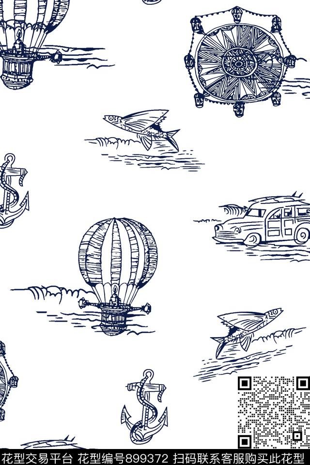 船锚气球摩天轮数码印花华亿平台下载（图片编号: 899372） - 瓦栏（Walan）