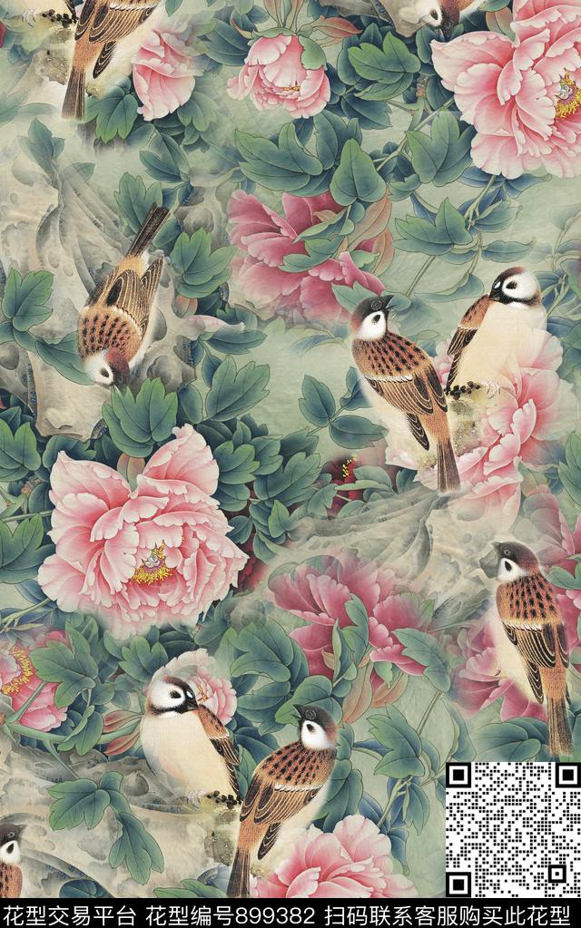 民族风花卉纹理数码印花华亿平台下载（图片编号: 899382） - 瓦栏（Walan）