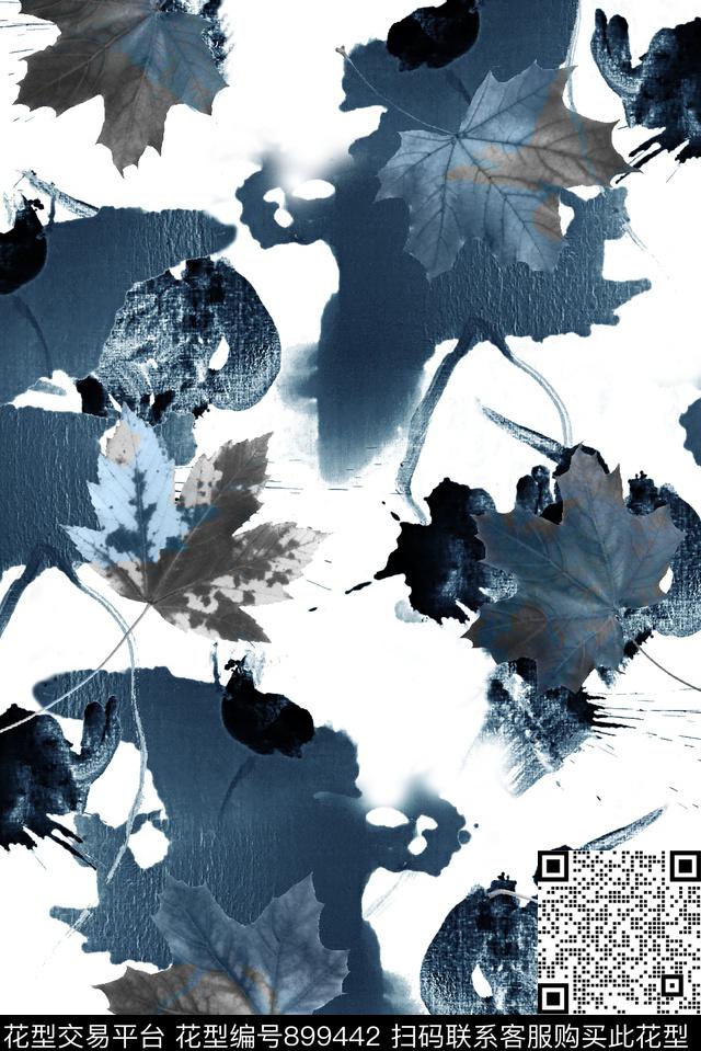 抽象潮牌绿植树叶数码印花华亿平台下载（图片编号: 899442） - 瓦栏（Walan）