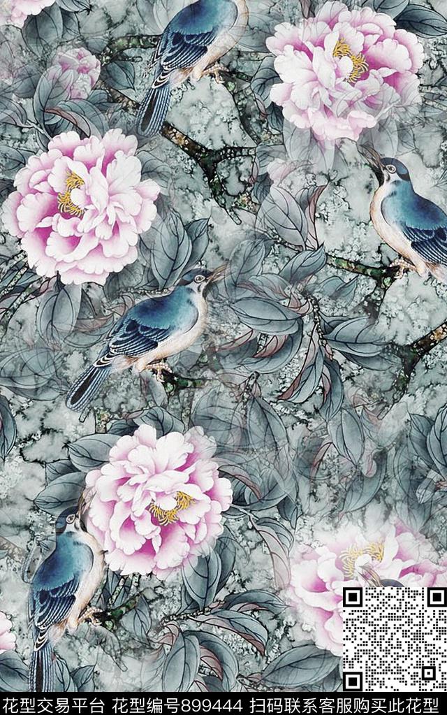 民族风花卉纹理数码印花华亿平台下载（图片编号: 899444） - 瓦栏（Walan）