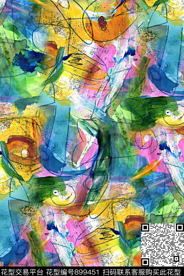 肌理水彩纹理彩色纹理数码印花华亿平台下载（图片编号: 899451） - 瓦栏（Walan）